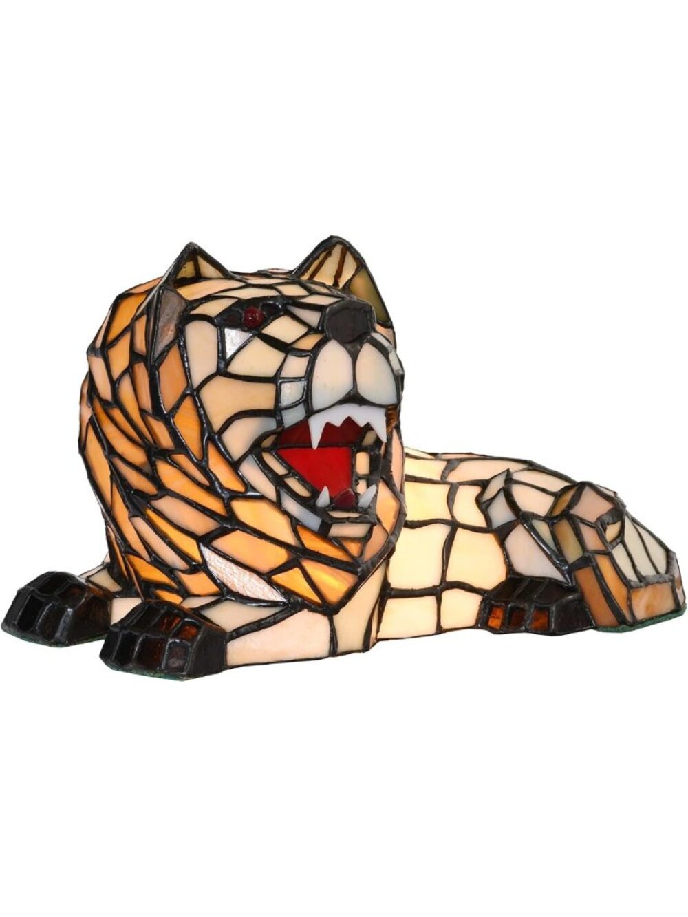 Stained Glass Roaring Lion Table Lamp - Tiffany Style Night Light for Kids' Room